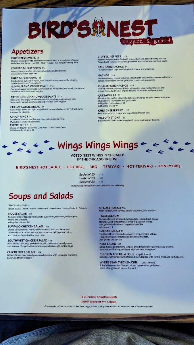 Menu - Bird's Nest photo 2